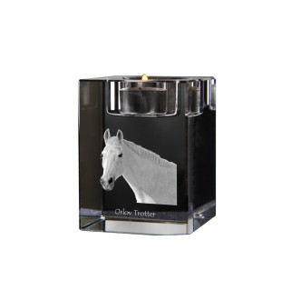 Trotteur Orlov - Bougeoir avec image d'un cheval, porte bougie en cristal, cadeau personnalisé par la marque Art-Dog