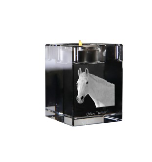 Trotteur Orlov - Bougeoir avec image d'un cheval, porte bougie en cristal, cadeau personnalisé par la marque Art-Dog