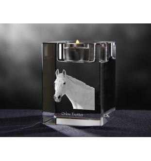 Trotteur Orlov - Bougeoir avec image d'un cheval, porte bougie en cristal, cadeau personnalisé par la marque Art-Dog