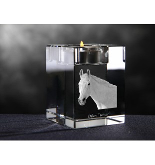 Orlov Trotter - Candle holder with picture of a horse, crystal tealight holder, personalised gift by Art-Dog brand