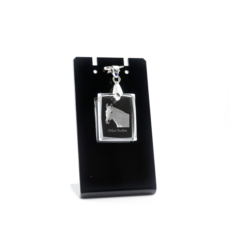 Trotteur Orlov - Crystal pendant with horse, photo necklace, unique jewellery by Art-Dog