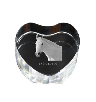 Trotteur Orlov - une photo de cheval dans un cristal, un cœur en cristal, un cadre exceptionnel avec une photo de la marque Art-Dog