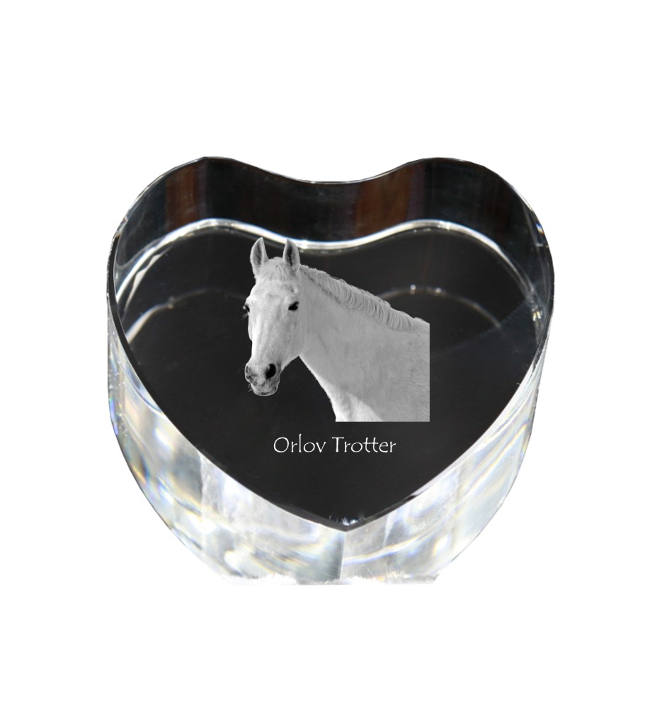 Orlov Trotter - a photo of a horse in crystal, a crystal heart, a unique frame with a photo from the Art-Dog brand