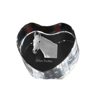 Trotteur Orlov - une photo de cheval dans un cristal, un cœur en cristal, un cadre exceptionnel avec une photo de la marque Art-Dog