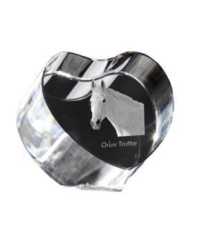 Trotteur Orlov - une photo de cheval dans un cristal, un cœur en cristal, un cadre exceptionnel avec une photo de la marque Art-Dog