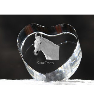 Trotteur Orlov - une photo de cheval dans un cristal, un cœur en cristal, un cadre exceptionnel avec une photo de la marque Art-Dog
