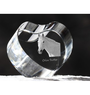Trotteur Orlov - une photo de cheval dans un cristal, un cœur en cristal, un cadre exceptionnel avec une photo de la marque Art-Dog