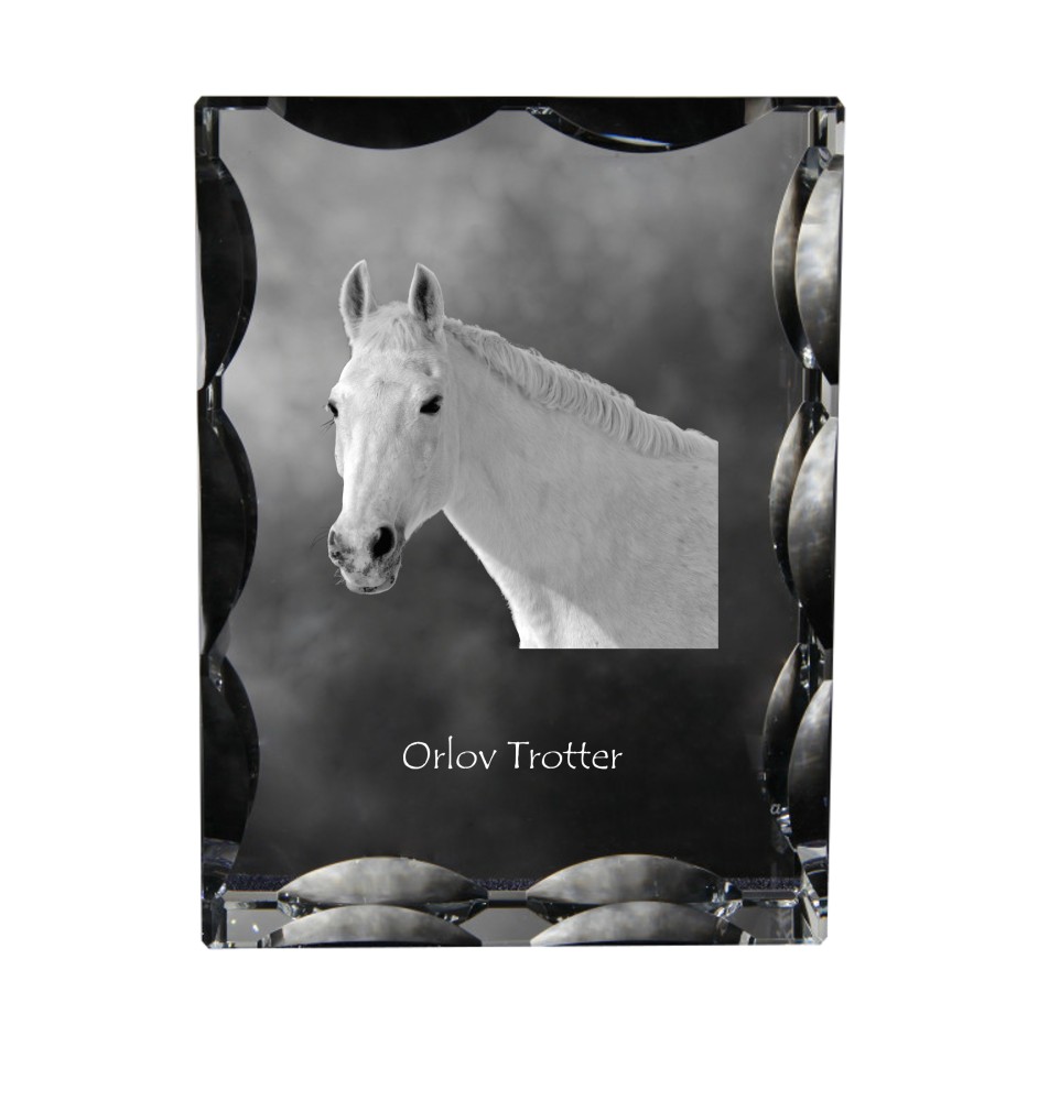 Orlow-Trotter - crystal with a picture of a horse, glass statuette with a picture, unique frame with a picture from Art-Dog brand
