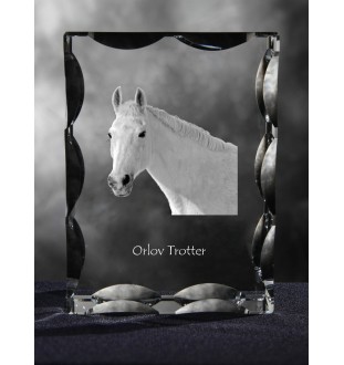 Orlow-Trotter - crystal with a picture of a horse, glass statuette with a picture, unique frame with a picture from Art-Dog brand