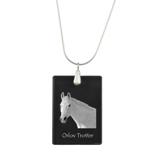 Trotteur Orlov - Crystal pendant with horse, silver necklace with photo, personalised pendant by Art-Dog brand