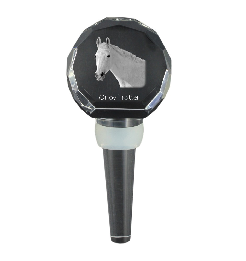 Trotteur Orlov - Bouchon de bouteille en cristal avec cheval, bouchon de vin unique avec photo, cadeau personnalisé pour sommelier par la marque Art-Dog