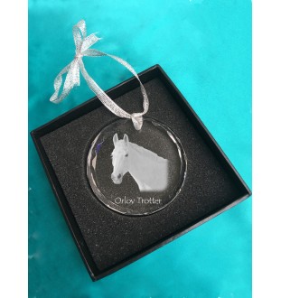 Trotteur Orlov - boule de Noël en cristal avec une photo, photo de cheval dans le cristal, décoration personnalisée pour sapin de Noël de la marque Art-Dog