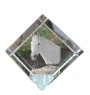 Orlov Trotter - crystal cube with a horse picture, horse picture in crystal, cubic paperweight from Art-Dog brand