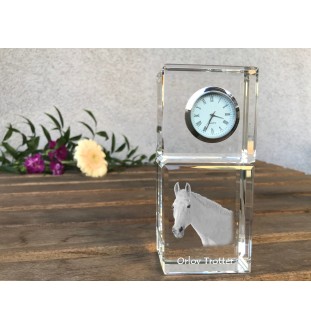Trotteur Orlov - montre en cristal avec photo, photo de cheval dans le cristal, horloge de bureau personnalisée de la marque Art-Dog