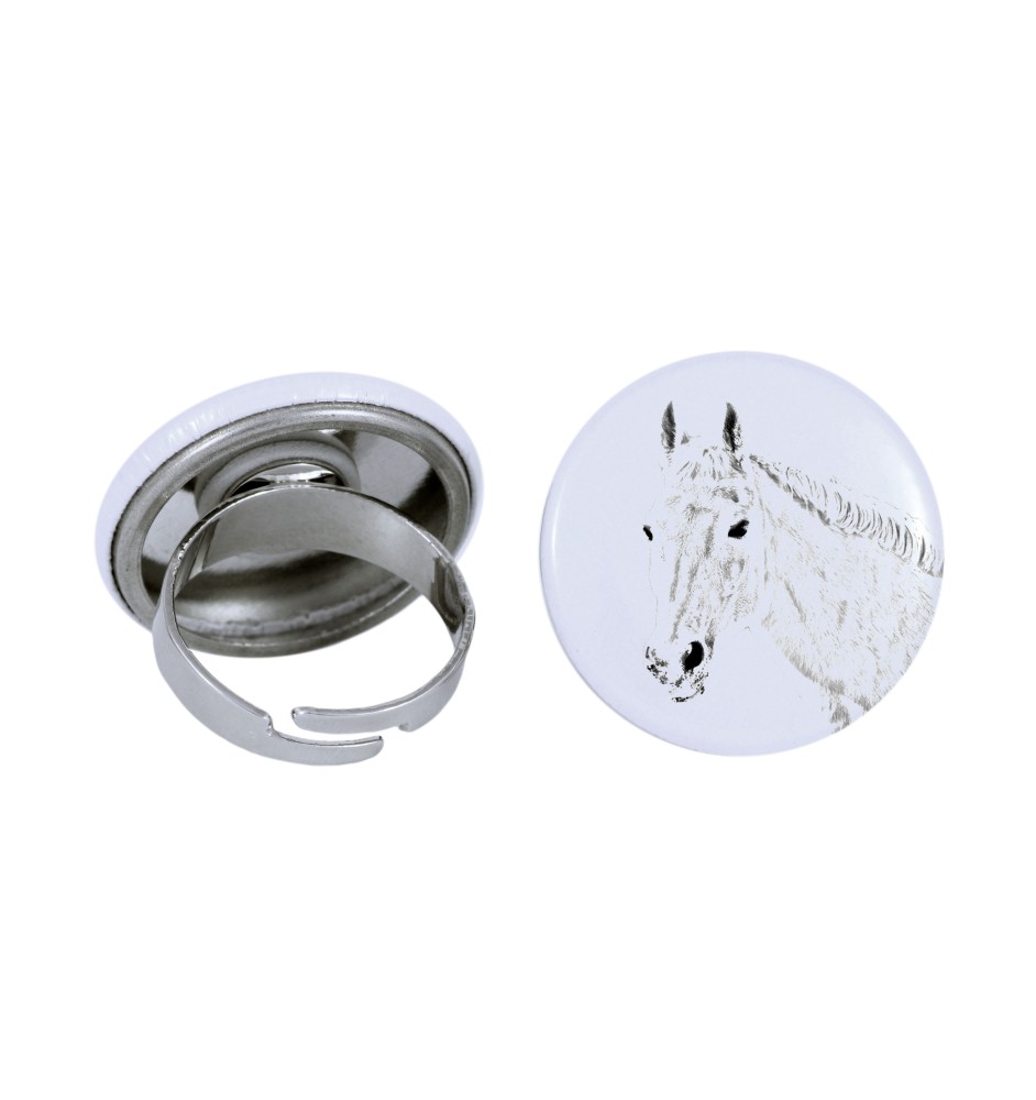 Trotteur Orlov - Bague de collection avec l'image d'un cheval, produit fait à la main, marque Art-Dog