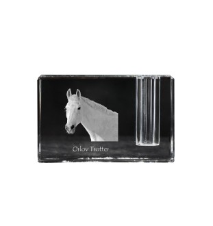 Orlov Trotter - Pen stand, crystal organiser with picture of a horse, unique desk decoration by Art-Dog brand