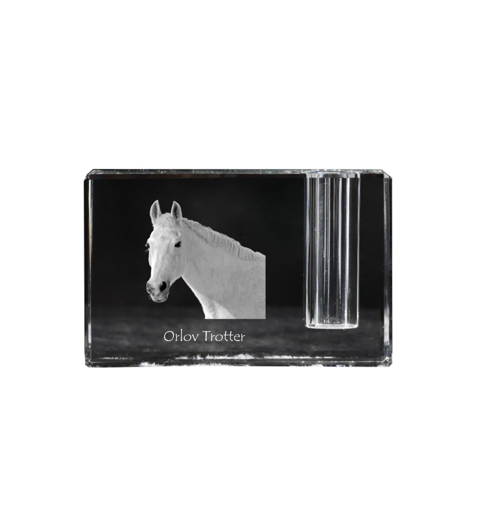Orlov Trotter - Pen stand, crystal organiser with picture of a horse, unique desk decoration by Art-Dog brand
