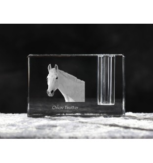 Trotteur Orlov - Porte-stylos, organiseur en cristal avec image d'un cheval, décoration de bureau unique par la marque Art-Dog