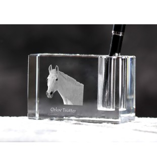 Orlov Trotter - Pen stand, crystal organiser with picture of a horse, unique desk decoration by Art-Dog brand