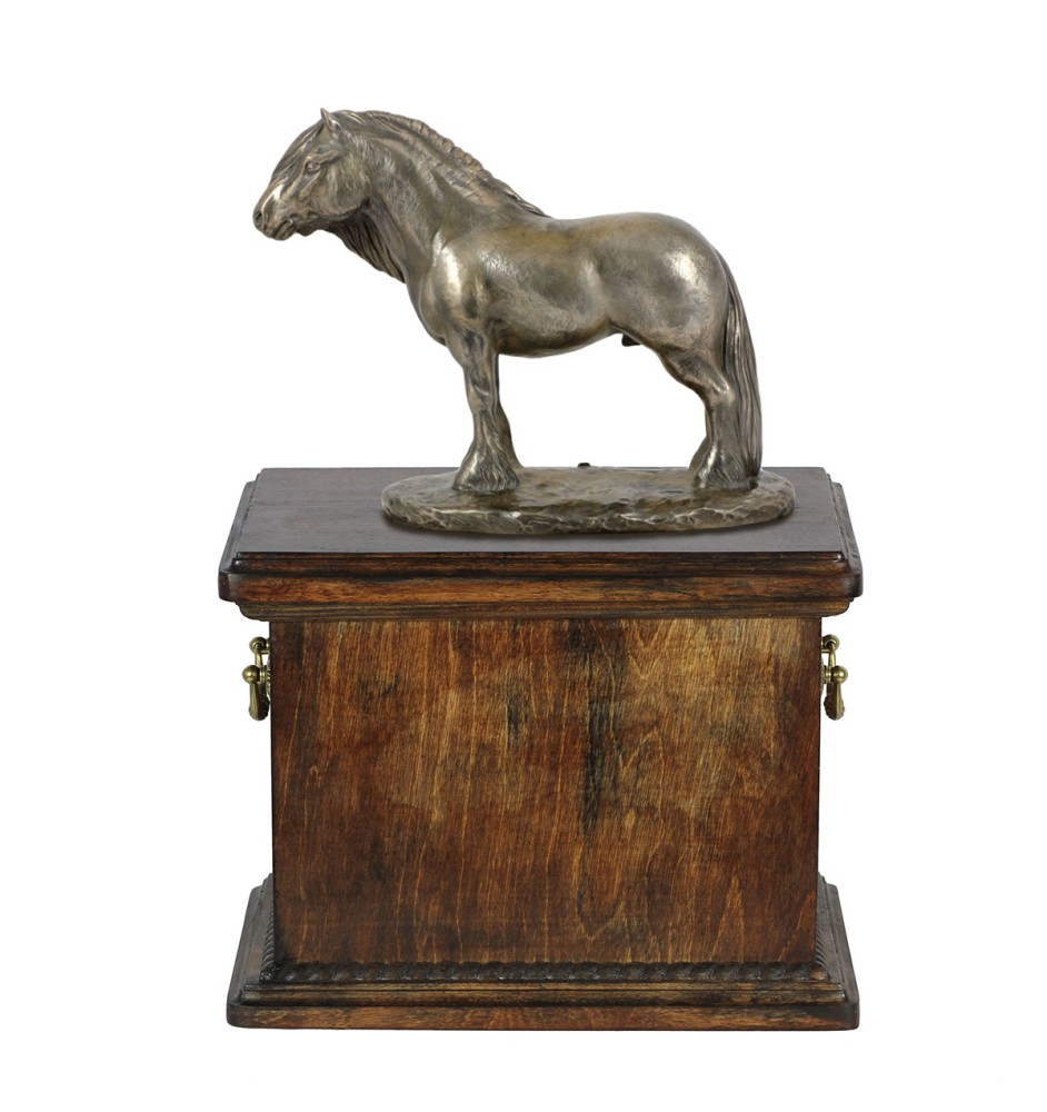 Fell Pony Stallion - urn for horse ashes, urn with a statuette, elegant urn with a horse from the Art-Dog brand