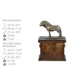 Fell Pony Stallion - urn for horse ashes, urn with a statuette, elegant urn with a horse from the Art-Dog brand