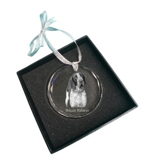 Braque italien - boule de Noël en cristal avec une photo, photo de chien dans le cristal, décoration personnalisée pour sapin de Noël de la marque Art-Dog