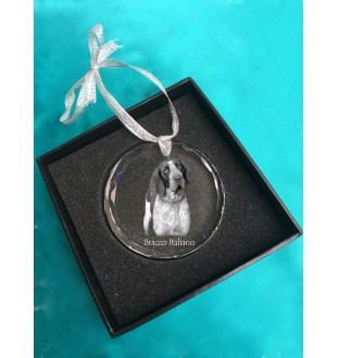 Braque italien - boule de Noël en cristal avec une photo, photo de chien dans le cristal, décoration personnalisée pour sapin de Noël de la marque Art-Dog