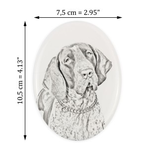 Italienischer Vorstehhund, Bracco Italiano - Gedenktafel mit einem Foto eines Hundes, Grabplatte mit Druck, personalisierte ovale Platte der Marke Art-Dog