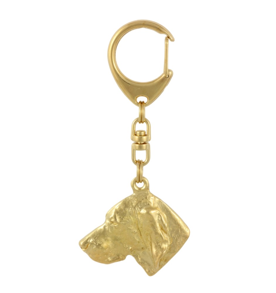 Vizsla, Hungarian Short-haired Pointer - Gilded key ring with dog, handbag decoration, luxury accessory by Art-Dog brand