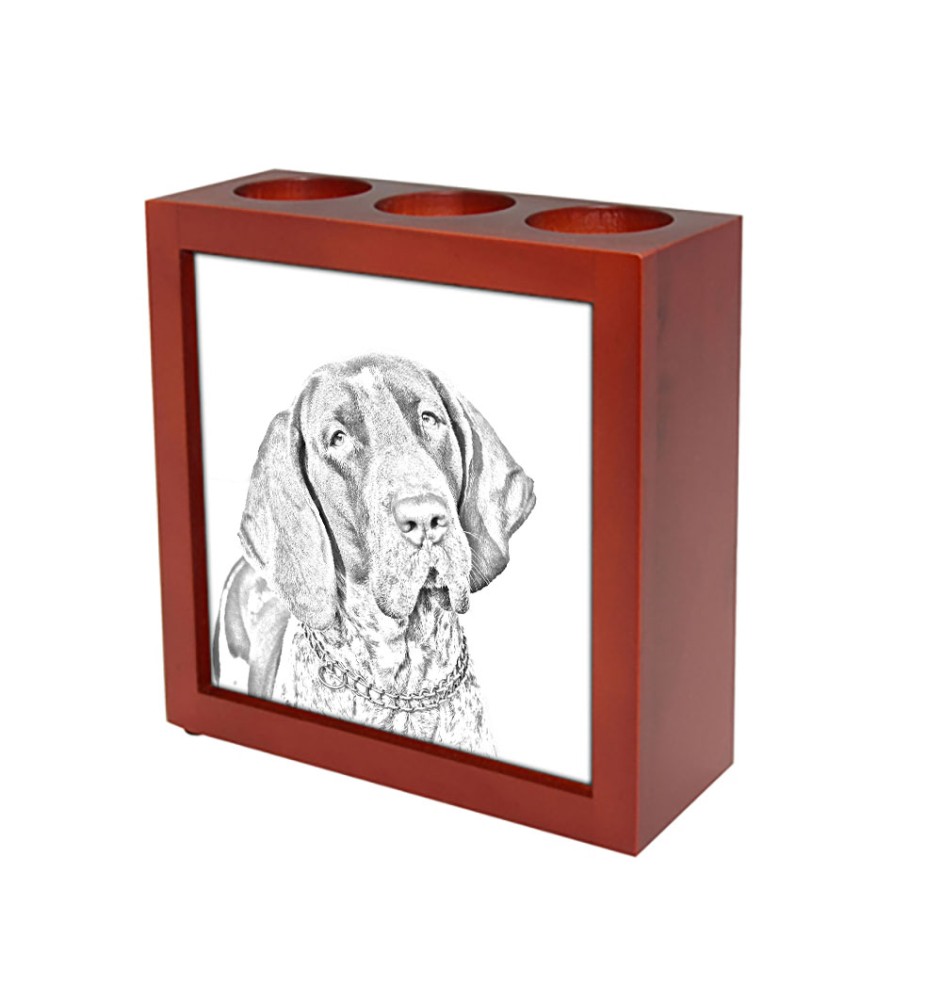 Italienischer Vorstehhund, Bracco Italiano - Stifthalter mit Hund, Schreibtischorganizer mit Aufdruck, personalisierte Schreibtischdekoration der Marke Art-Dog