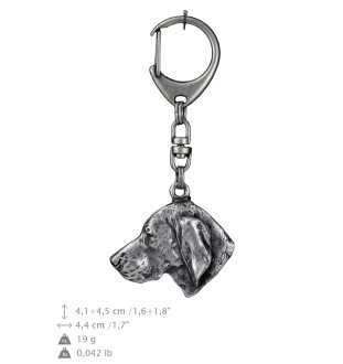 Vizsla, Braque hongrois à poil court - Porte-clés argenté avec un chien dans une boîte cadeau, décoration de sac à main, pendentif de sac à dos par la marque Art-Dog