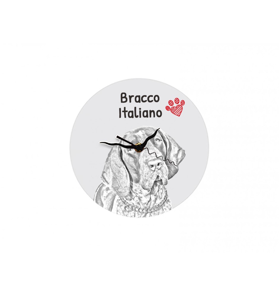 Italienischer Vorstehhund, Bracco Italiano - Wanduhr mit Hund, Regal Uhr mit Druck, personalisierte Hausdekoration von Art-Dog.