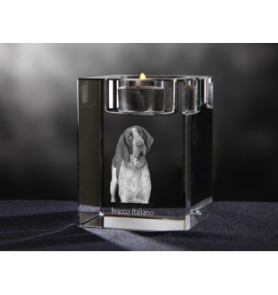 Italienischer Vorstehhund, Bracco Italiano - Kerzenhalter mit Hundefoto, Teelichthalter aus Kristall, personalisiertes Geschenk der Marke Art-Dog