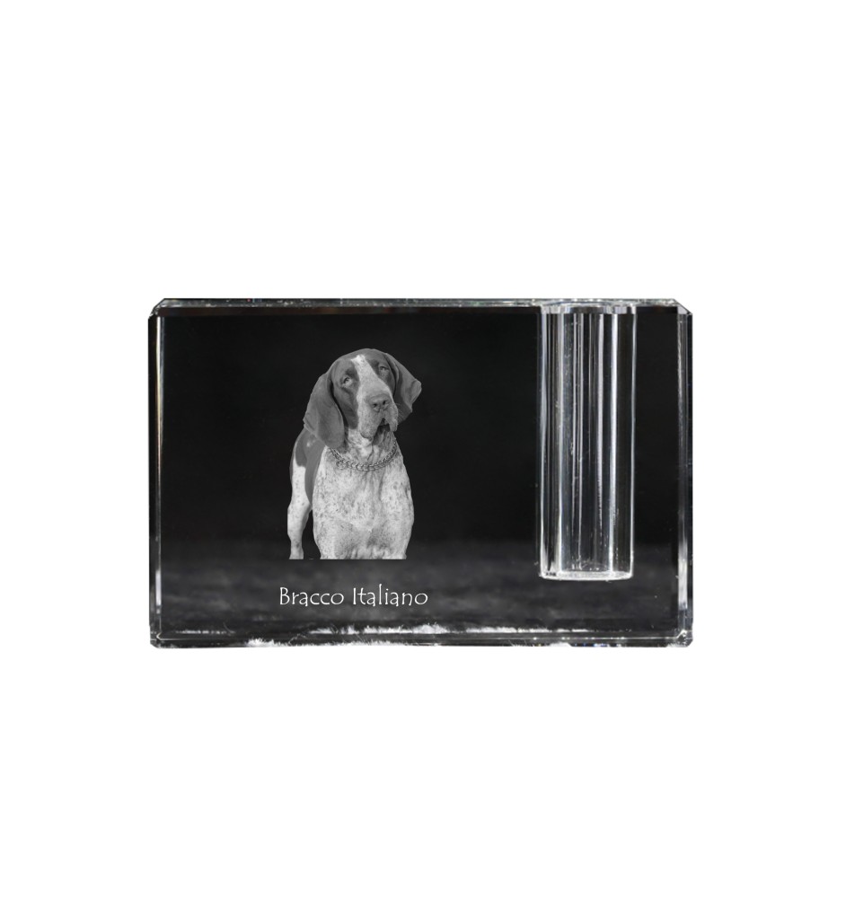 Braque italien - Porte-stylos, organiseur en cristal avec photo de chien, décoration de bureau unique par la marque Art-Dog