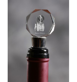 Italian Pointing Dog, Bracco Italiano, Italian Pointer - Bottle stopper, crystal wine stopper with photo, personalised gift for bartender by Art-Dog brand