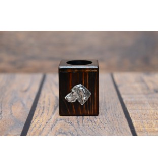 Vizsla, Kurzhaarige Ungarische Vorstehhund, Magyar Vizsla Kurzhaar - Holzkerzenständer mit Hund, einzigartiges Andenken an den Verlust eines Hundes, Handwerkskunst der Marke Art-Dog