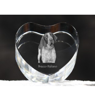 Italienischer Vorstehhund, Bracco Italiano - Hundebild im Kristall, Kristallherz, einzigartiger Bilderrahmen der Marke Art-Dog