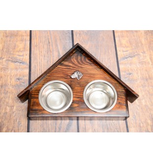 Vizsla, Hungarian Short-haired Pointer - wooden stand with bowls for a dog, decorative dog bowls, a gift for adopting a dog from the Art-Dog brand