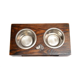 Vizsla, Hungarian Short-haired Pointer - wooden stand with bowls for a dog, steel dog bowls, a gift for adopting a dog from the Art-Dog brand