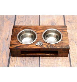 Vizsla, Hungarian Short-haired Pointer - wooden stand with bowls for a dog, steel dog bowls, a gift for adopting a dog from the Art-Dog brand