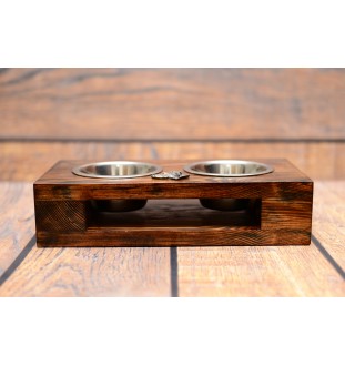 Vizsla, Hungarian Short-haired Pointer - wooden stand with bowls for a dog, steel dog bowls, a gift for adopting a dog from the Art-Dog brand