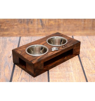 Vizsla, Hungarian Short-haired Pointer - wooden stand with bowls for a dog, steel dog bowls, a gift for adopting a dog from the Art-Dog brand