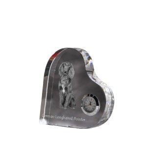 Deutsch Kurzhaar, Deutscher Kurzhaariger Vorstehhund - Kristalluhr mit einem Hundebild, Herzregal-Uhr, personalisierte Standuhr der Marke Art-Dog