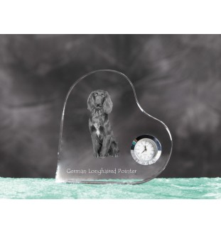 Braque allemand à poil court - horloge en cristal avec une photo de chien, horloge de table en forme de cœur, horloge debout personnalisée de la marque Art-Dog