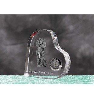 Braque allemand à poil court - horloge en cristal avec une photo de chien, horloge de table en forme de cœur, horloge debout personnalisée de la marque Art-Dog