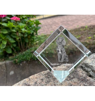 German Shorthaired Pointer - crystal cube with a photo, photo of a horse in crystal, cubic paperweight from Art-Dog brand