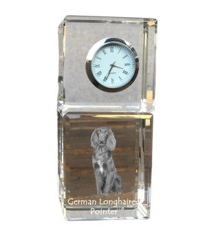 Deutsch Kurzhaar, Deutscher Kurzhaariger Vorstehhund - Kristalluhr mit Foto, Hundebild im Kristall, personalisierte Schreibtischuhr von Art-Dog.