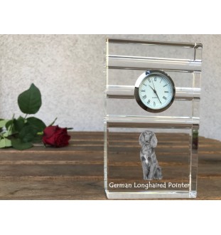 Braque allemand à poil court - une horloge en verre avec une photo, une photo de chien dans un cristal, une horloge de bureau personnalisée de la marque Art-Dog