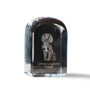 German Shorthaired Pointer - crystal cube with a photo, photo of a dog in crystal, cubic paperweight from Art-Dog brand