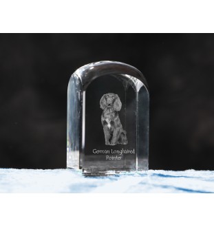 German Shorthaired Pointer - crystal cube with a photo, photo of a dog in crystal, cubic paperweight from Art-Dog brand